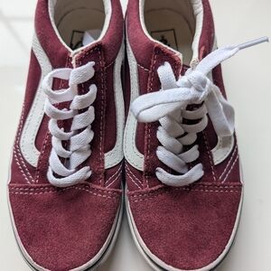 Vans Toddler Girls Burgundy and White Lace-Up Sneakers Size 1